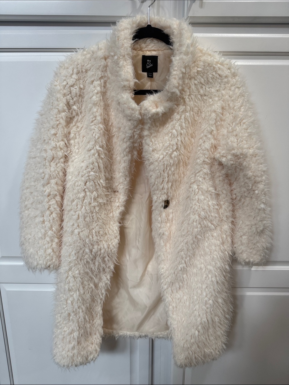 art class Cream Faux Fur Teddy Coat for Girls